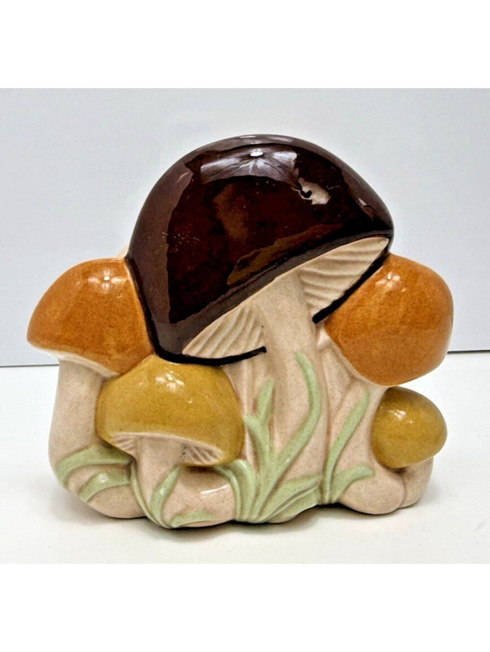Vtg Ceramic Mushroom Napkin Letter Holder Rustic Woodland Decor